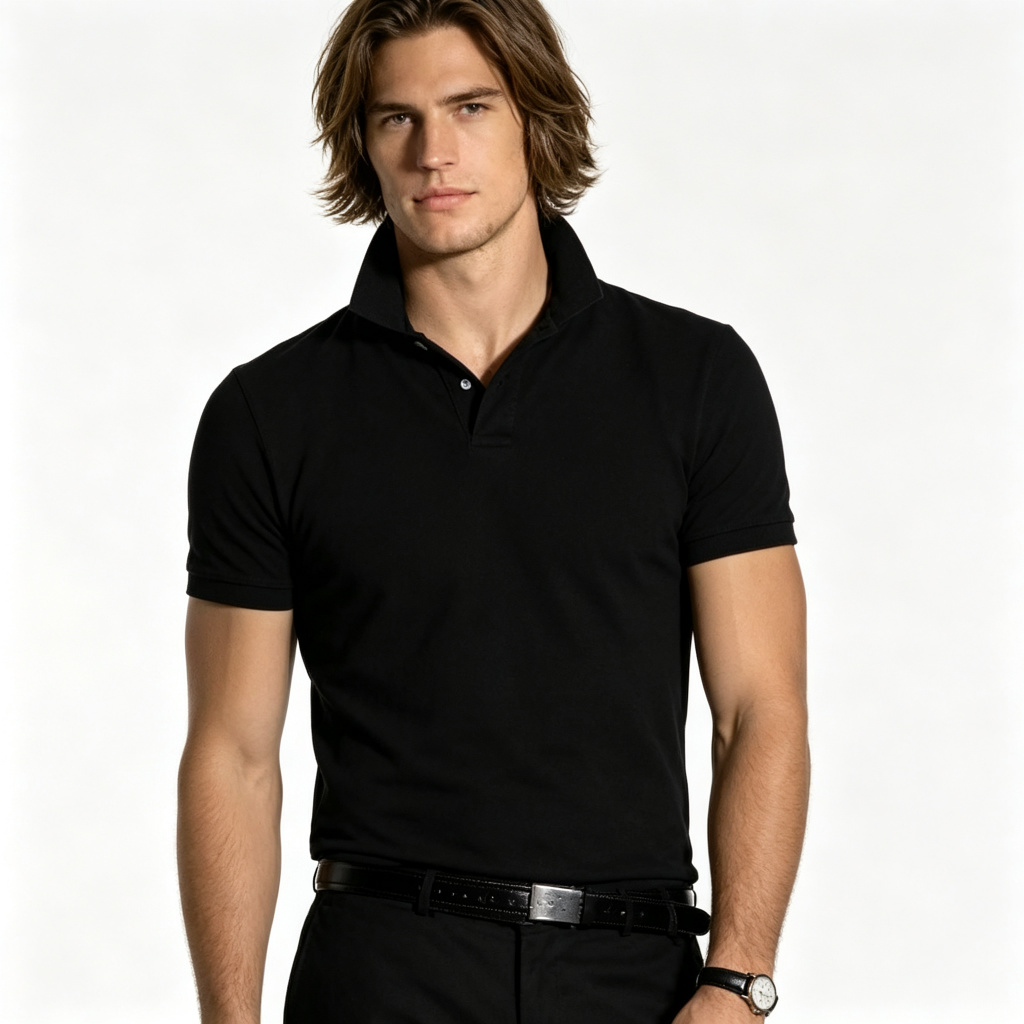 Black Polo Collar Polo Shirt – Bild 4