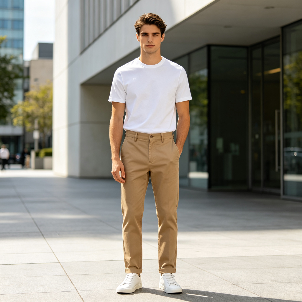 Khaki Straight Leg Chino Pants – Bild 4