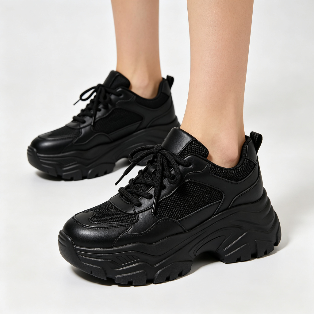 Black Platform Chunky Sneakers – Bild 4