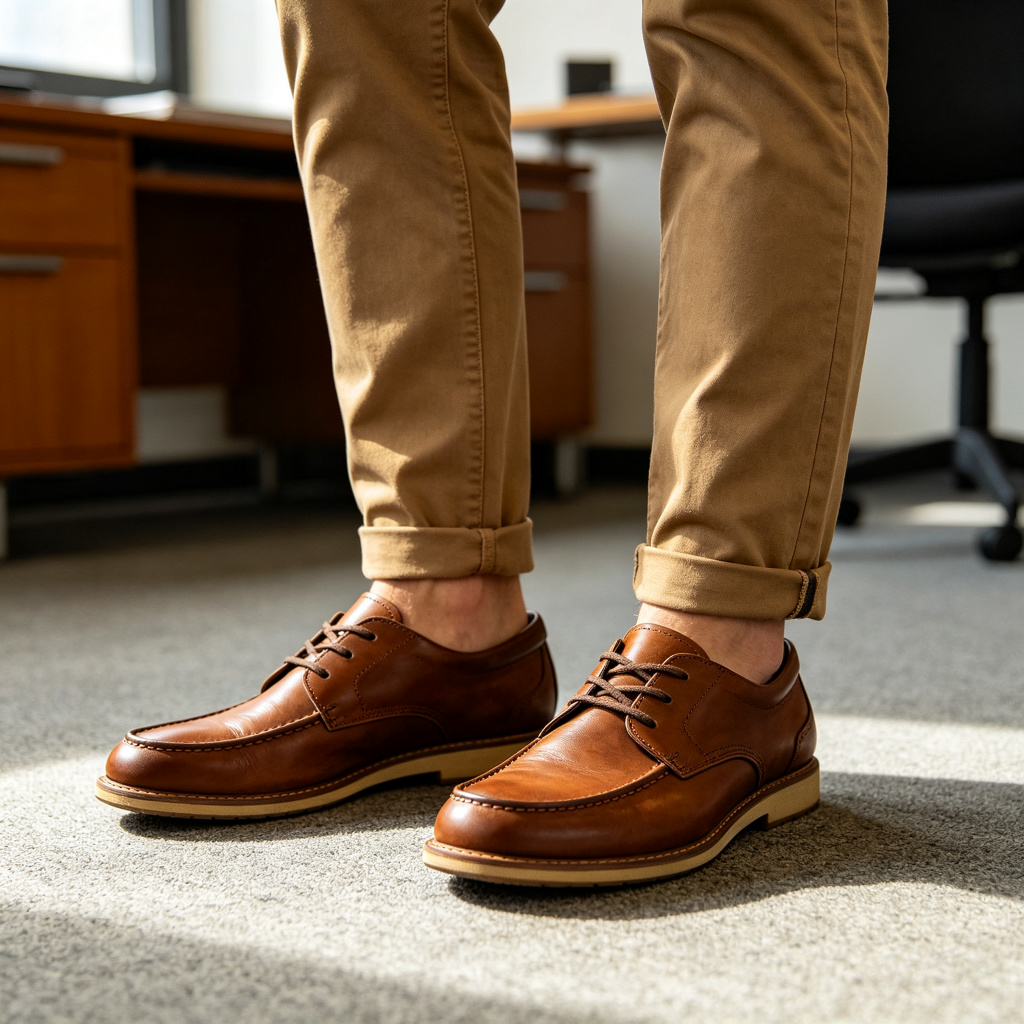 Brown Leather Casual Derby Shoes – Bild 4
