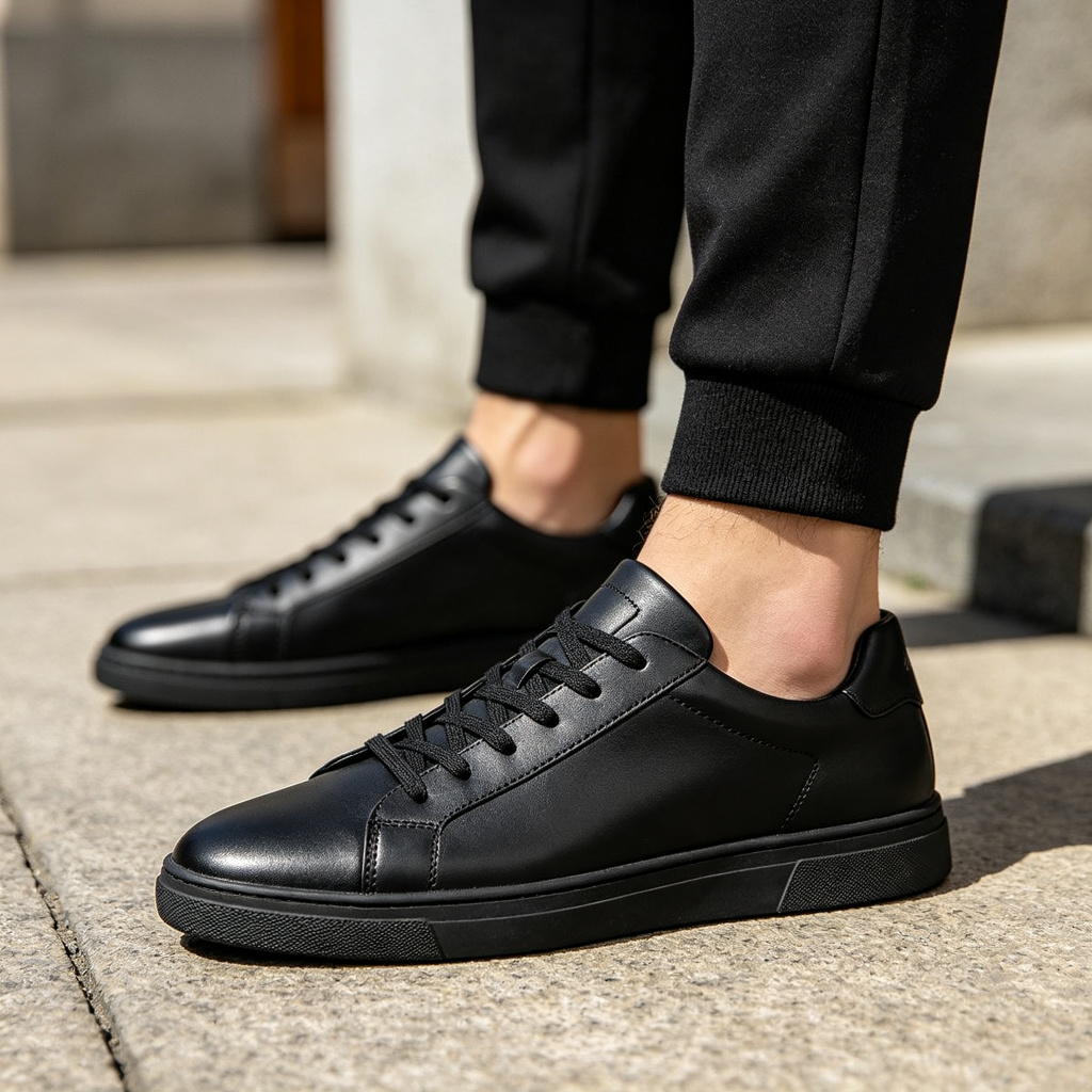 Black Leather Skate Shoes – Bild 4