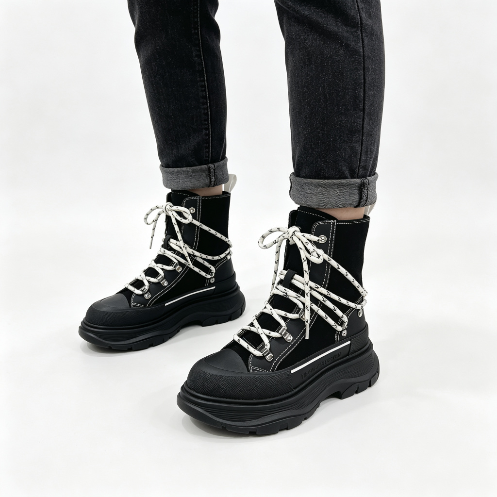 Black Platform High Top Boots – Bild 4