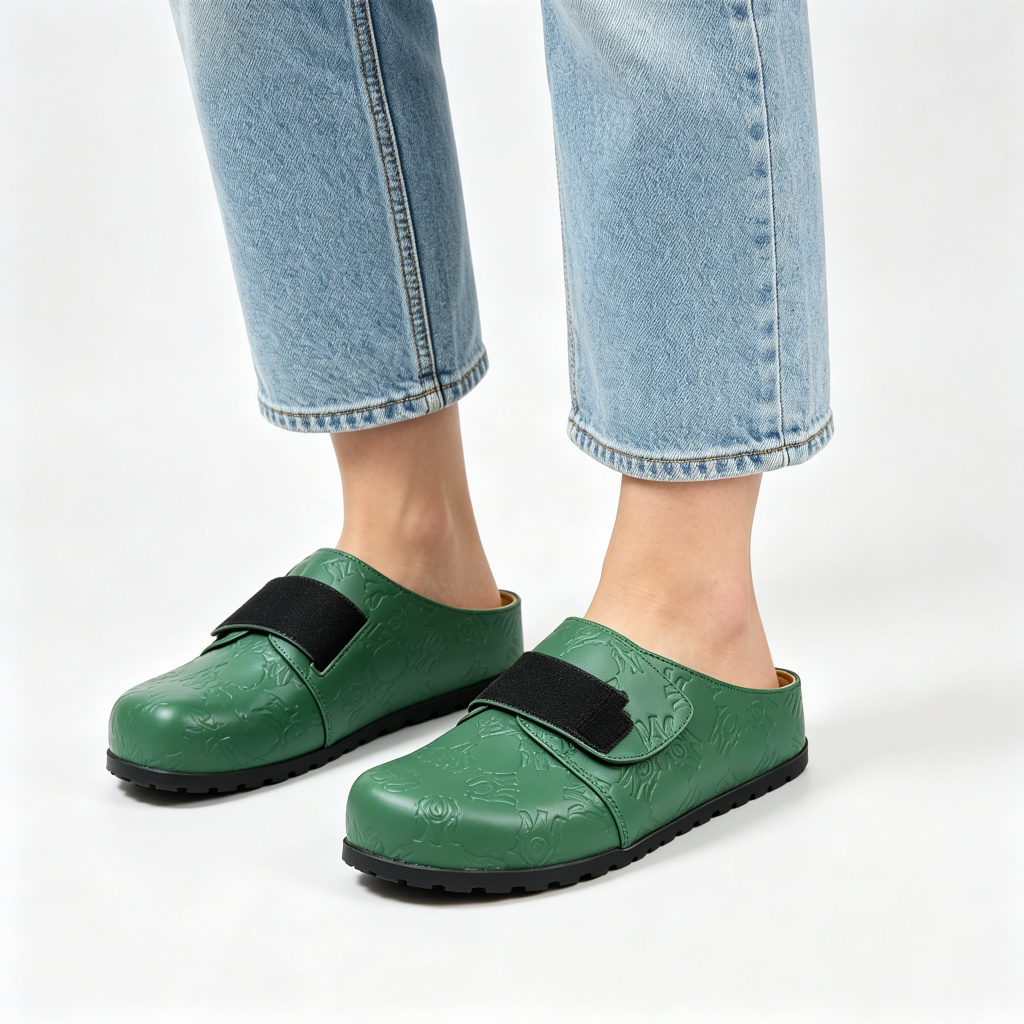 Green Embossed Mule Slides – Bild 4