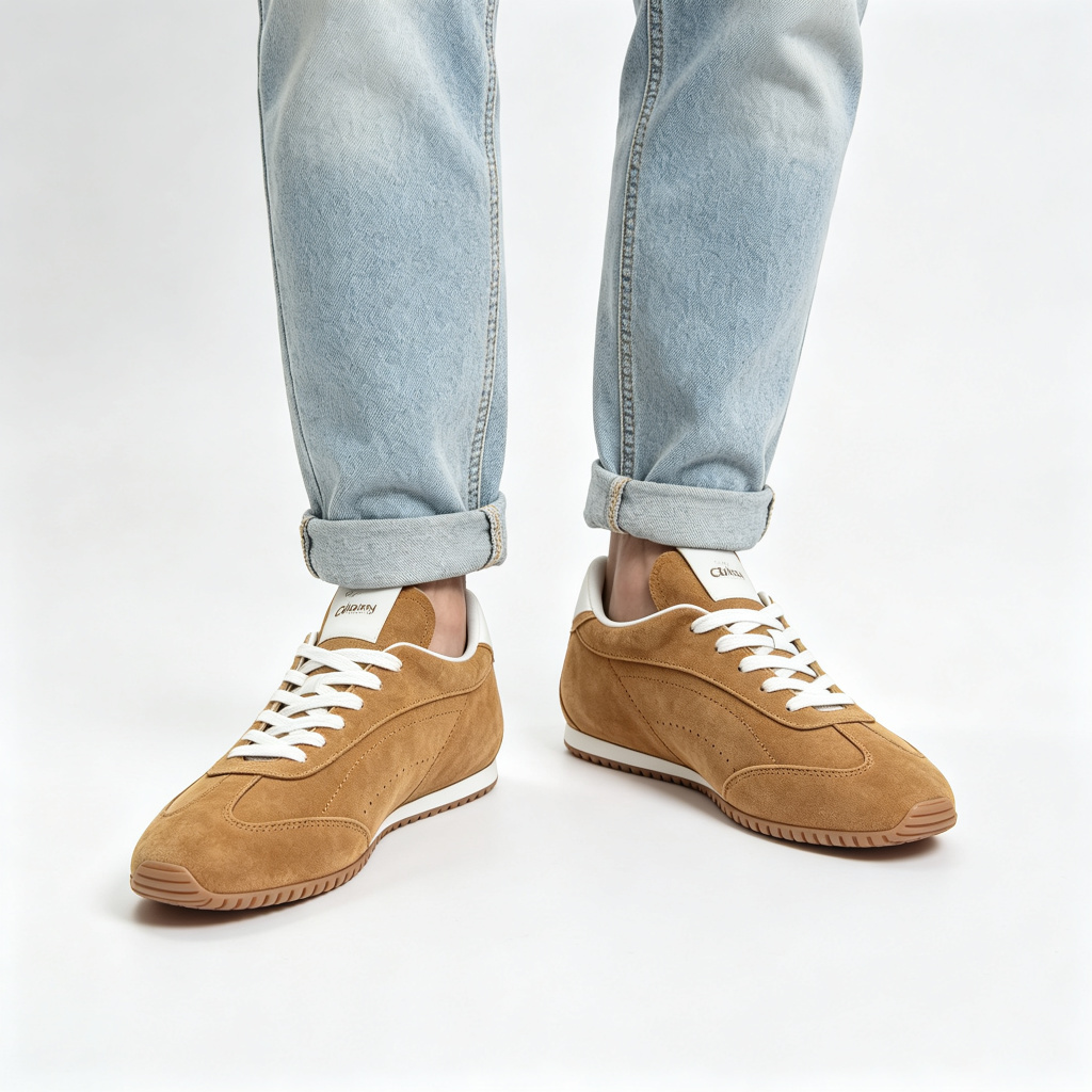 Camel Suede Retro Sneakers – Bild 4