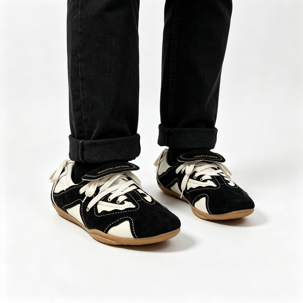 Black White Color Block Retro Casual Shoes – Bild 4