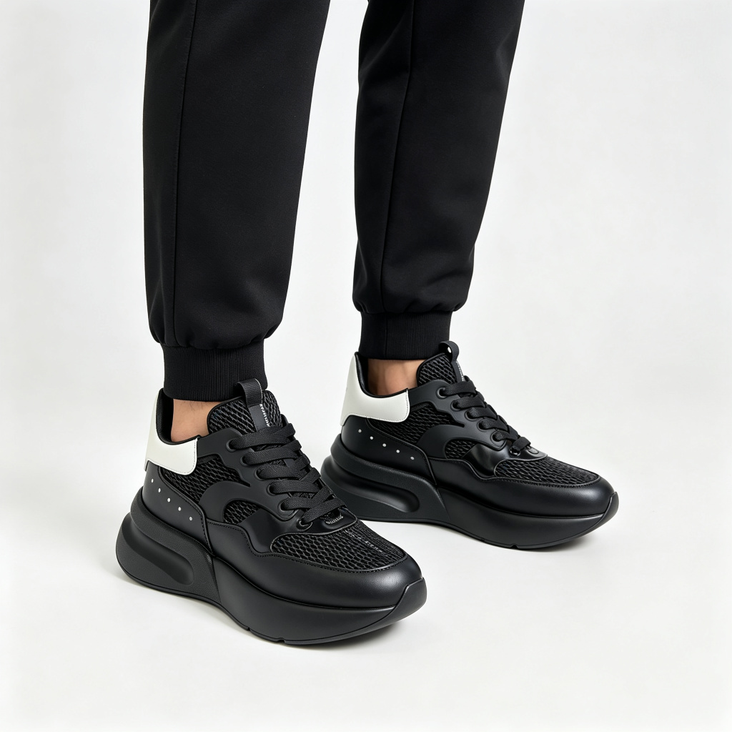 Black Mesh Platform Chunky Sneakers – Bild 4