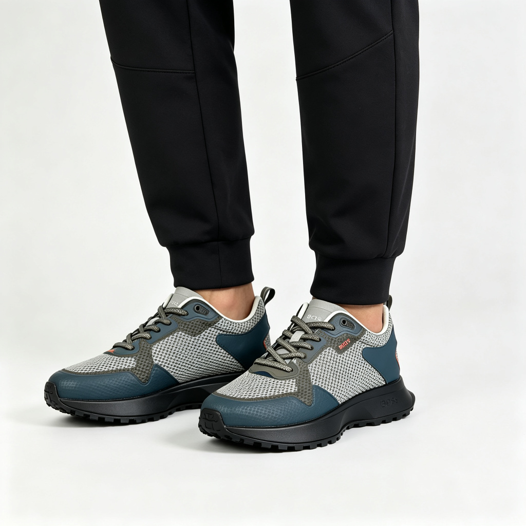 Blue Gray Color Block Trail Running Shoes – Bild 4