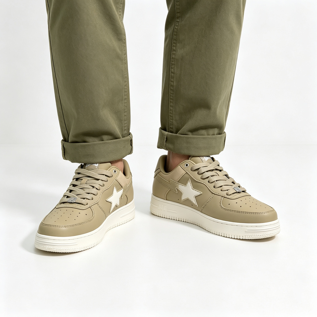 Khaki Star Low Top Skate Shoes – Bild 4