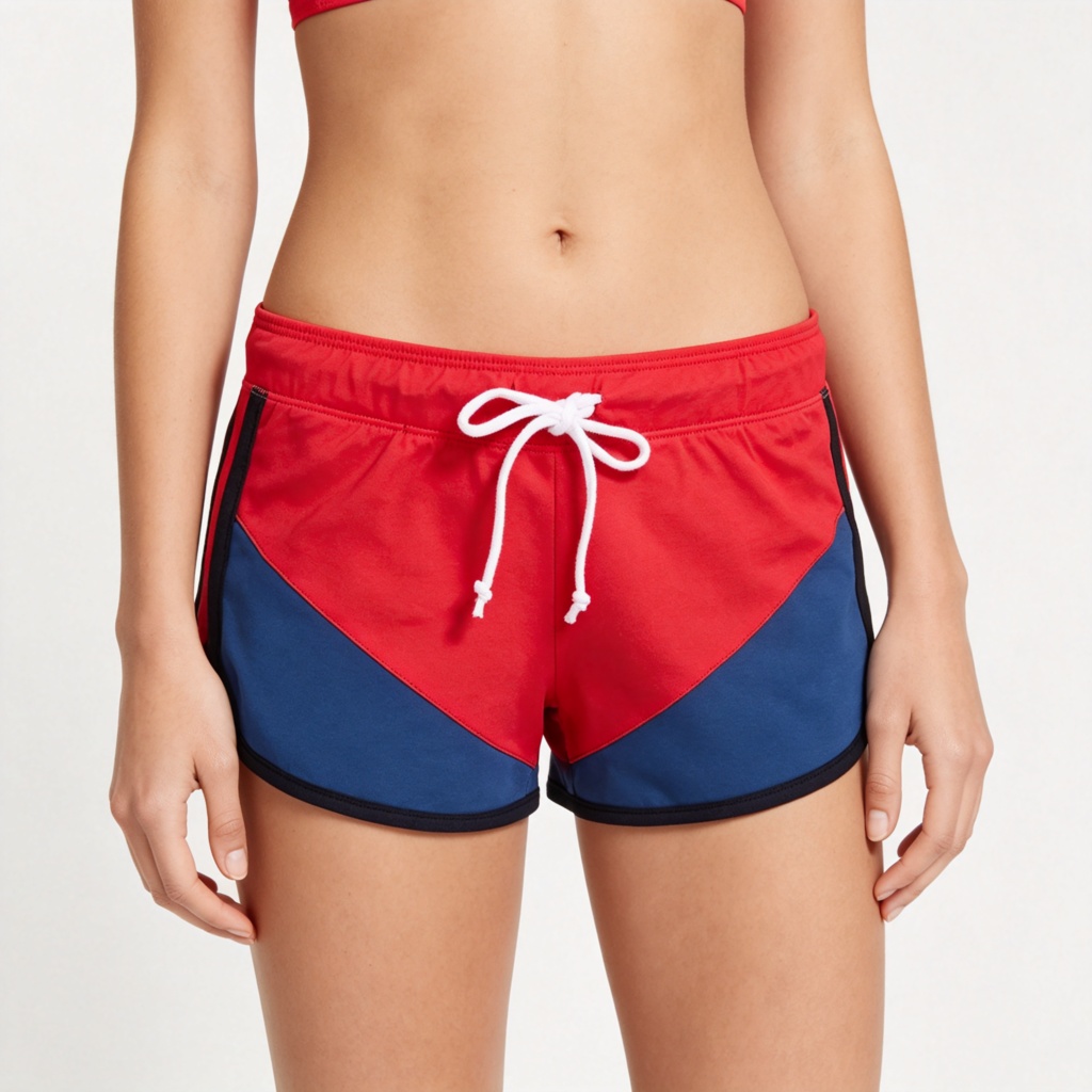 Red Blue Color Block Sport Shorts – Bild 4