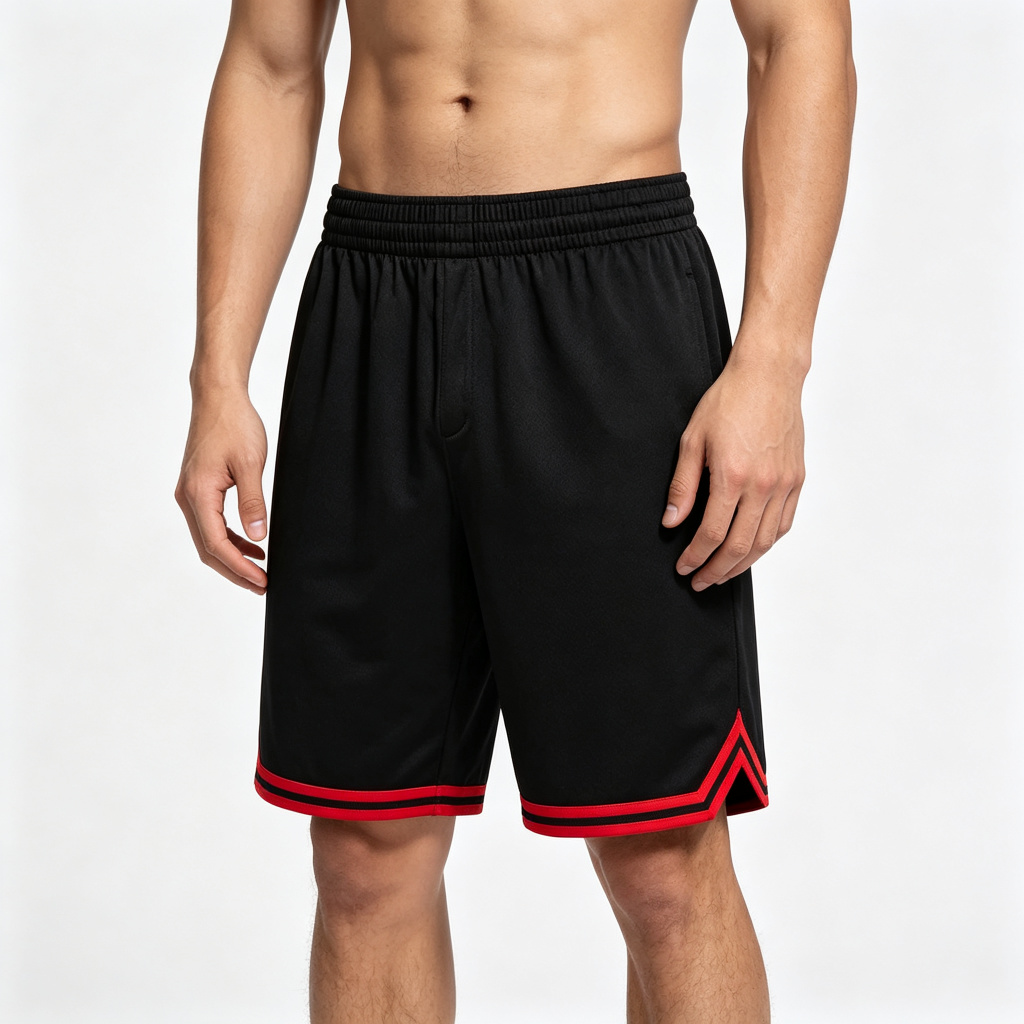 Black Red Trim Basketball Shorts – Bild 4