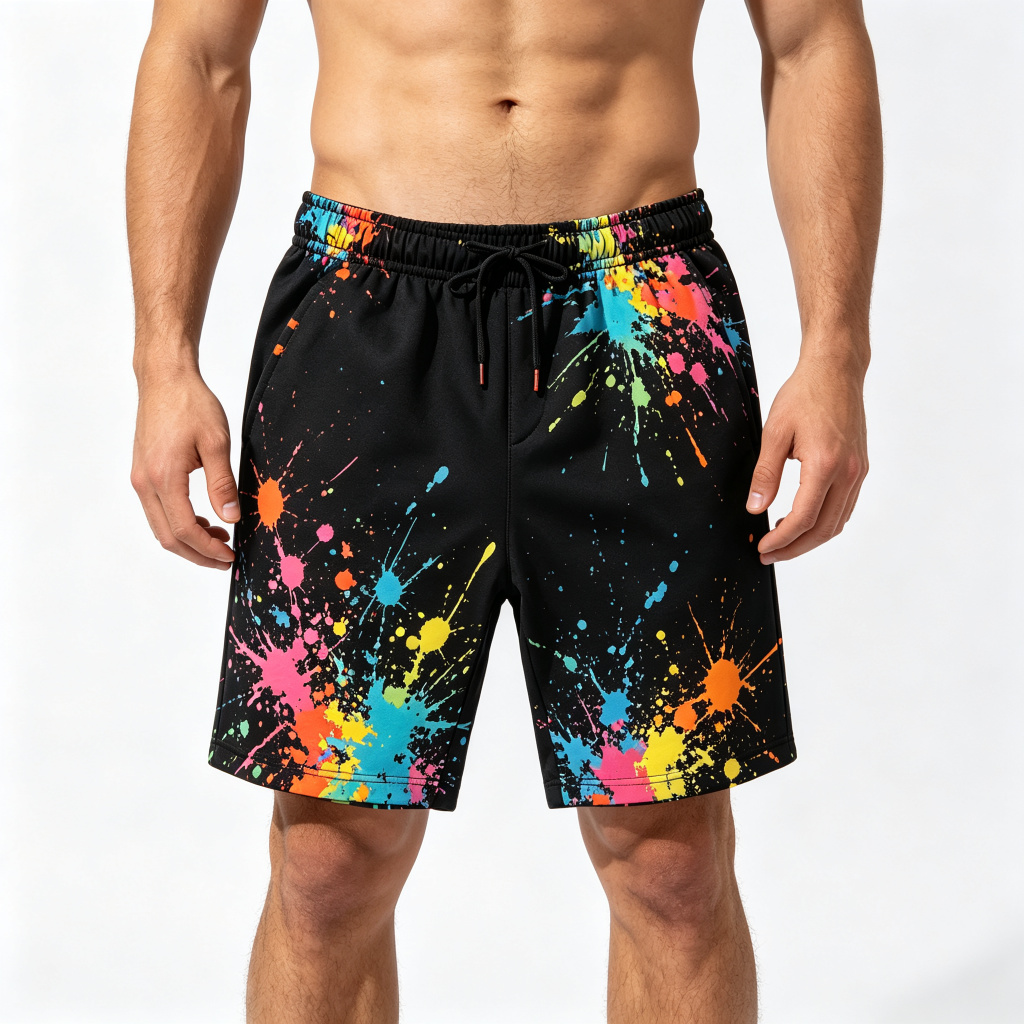 Black Splatter Print Shorts – Bild 4