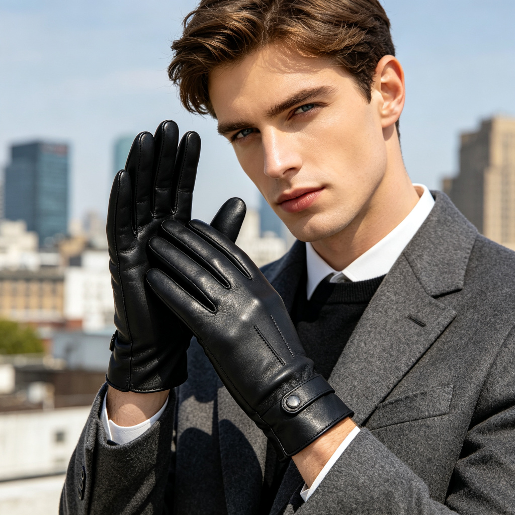 Black Leather Gloves – Bild 3