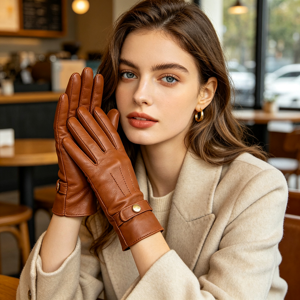 Brown Leather Gloves – Bild 3