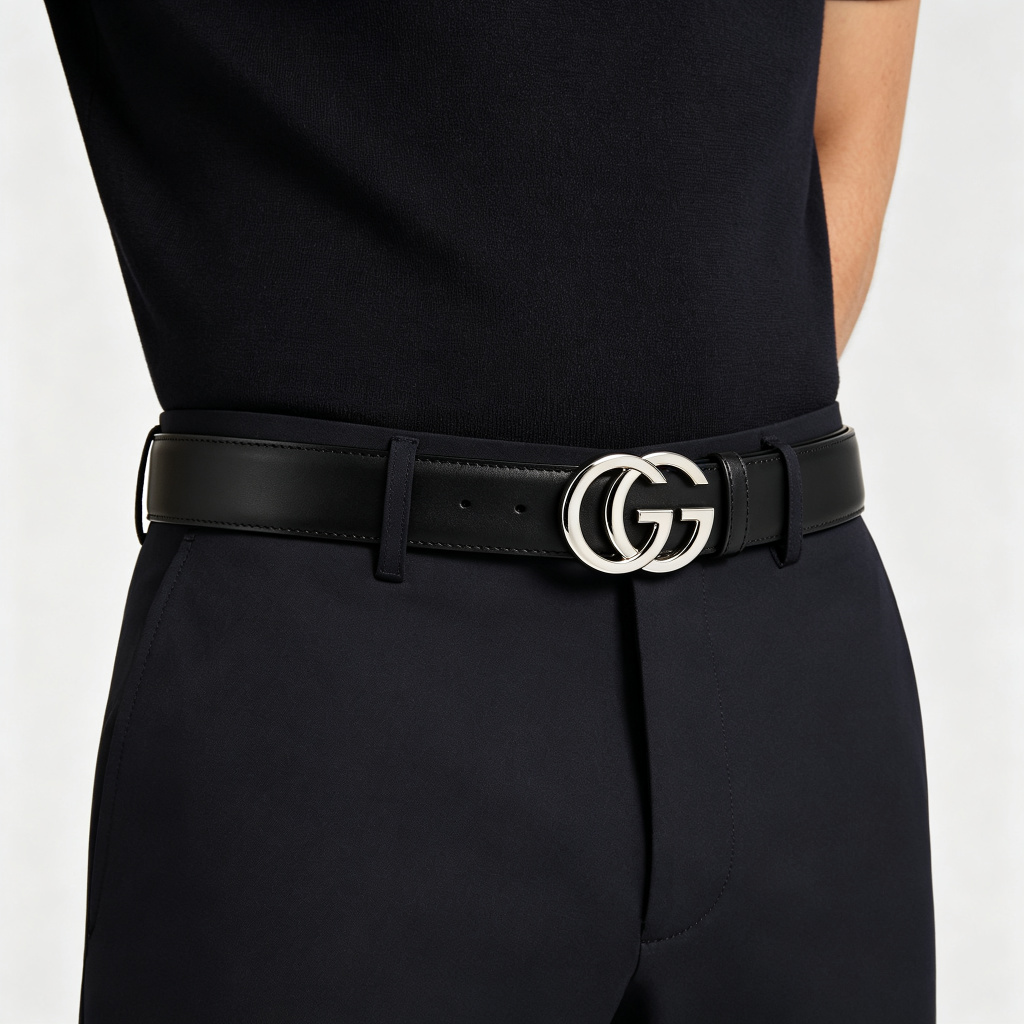 Black Silver Circular Interlocking Buckle Belt, 30mm – Bild 4
