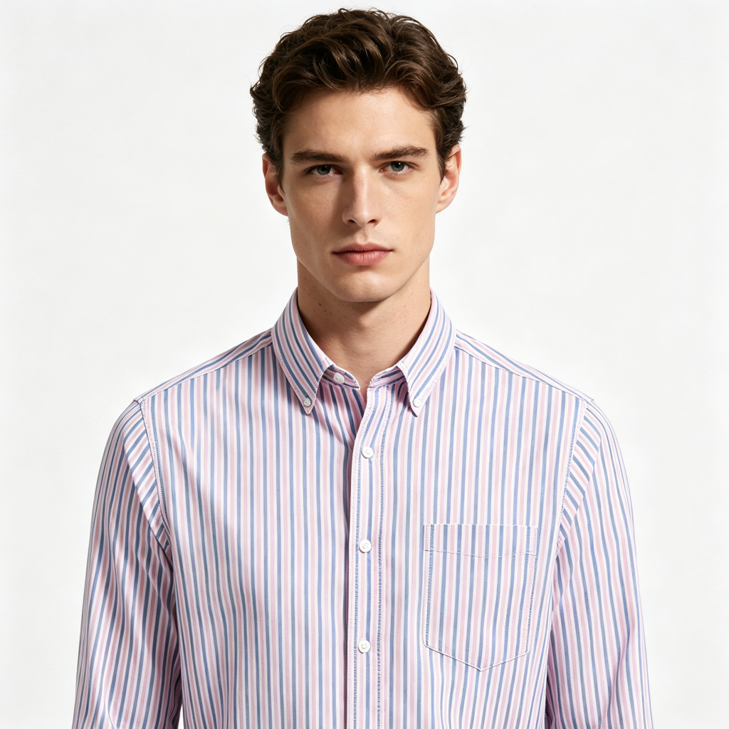 Pink Blue White Stripe Long Sleeve Shirt – Bild 4