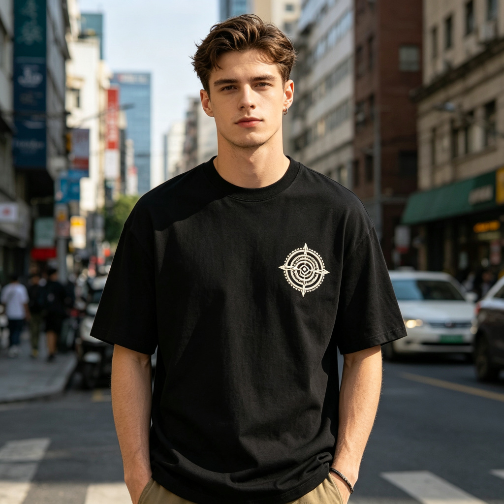 Black Vintage Badge Print Short Sleeve T-Shirt – Bild 4