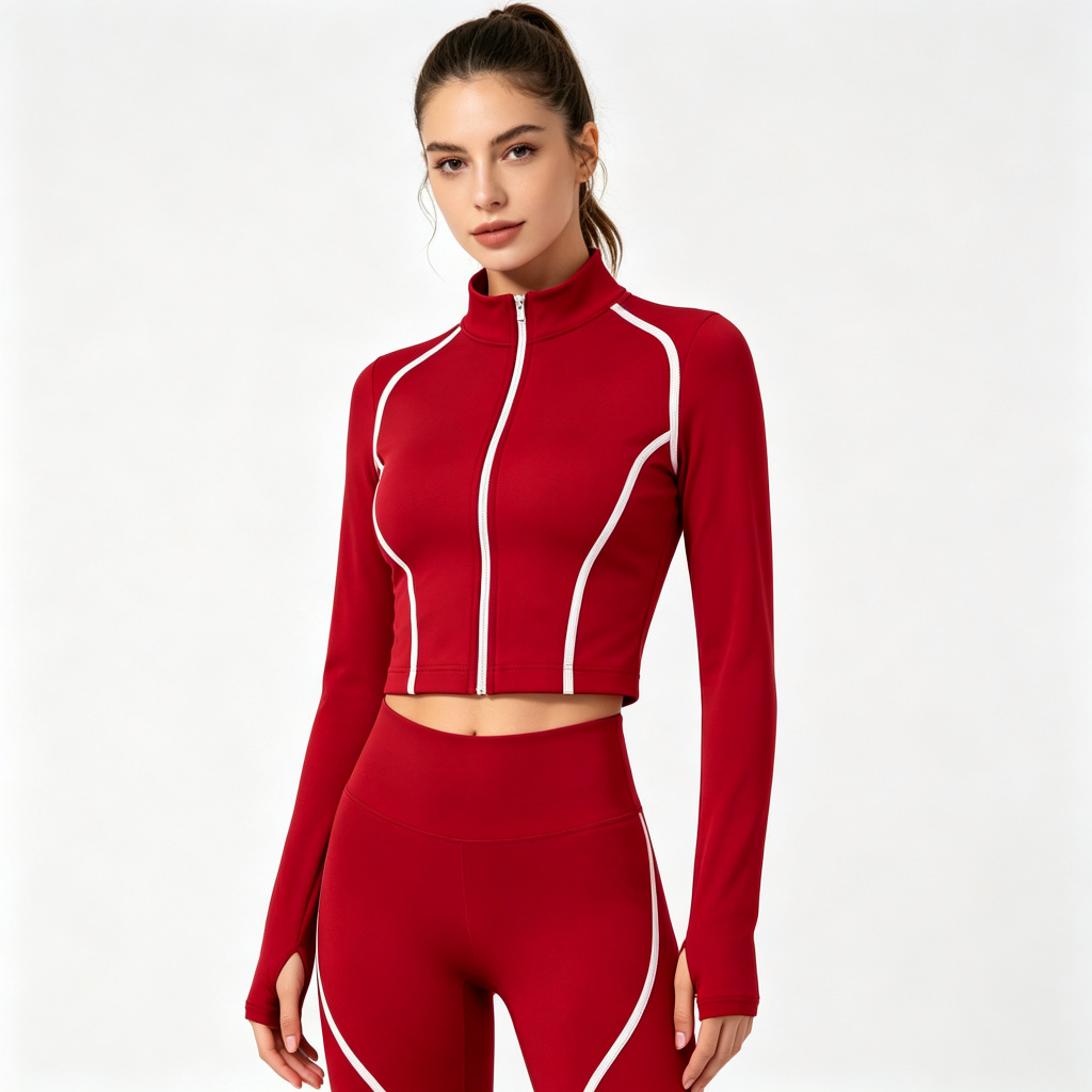 Red White Stripe Slim Tracksuit Set – Bild 4