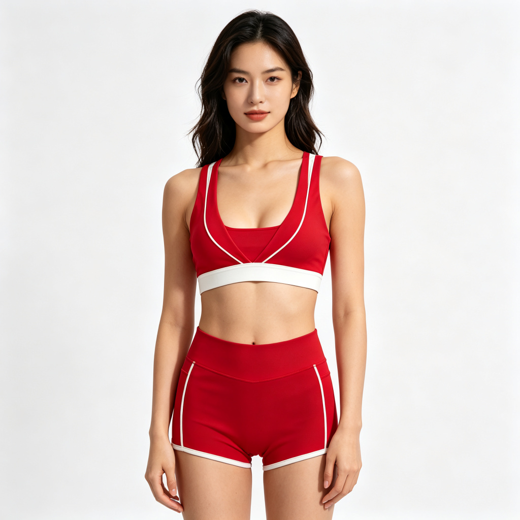 Red Racerback Shorts Tracksuit Set – Bild 4
