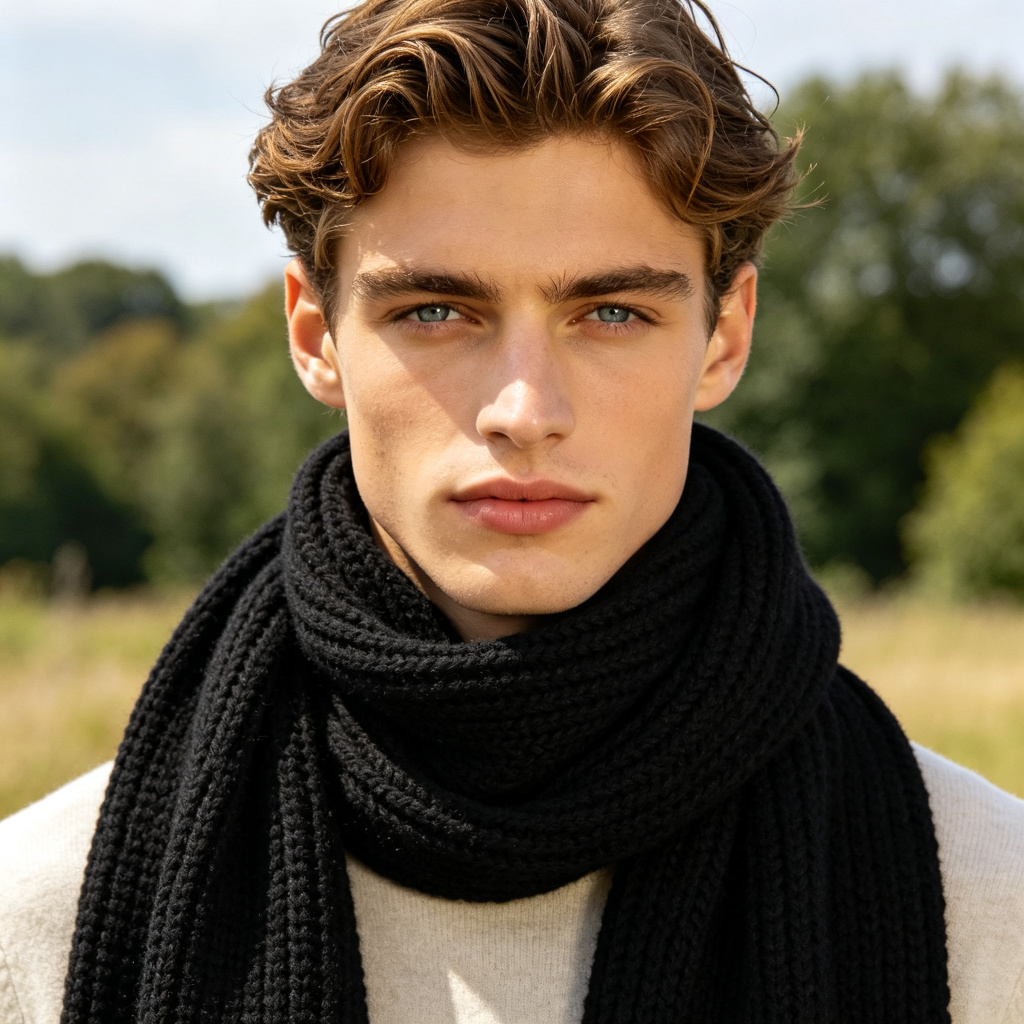 Black Knit Scarf – Bild 3