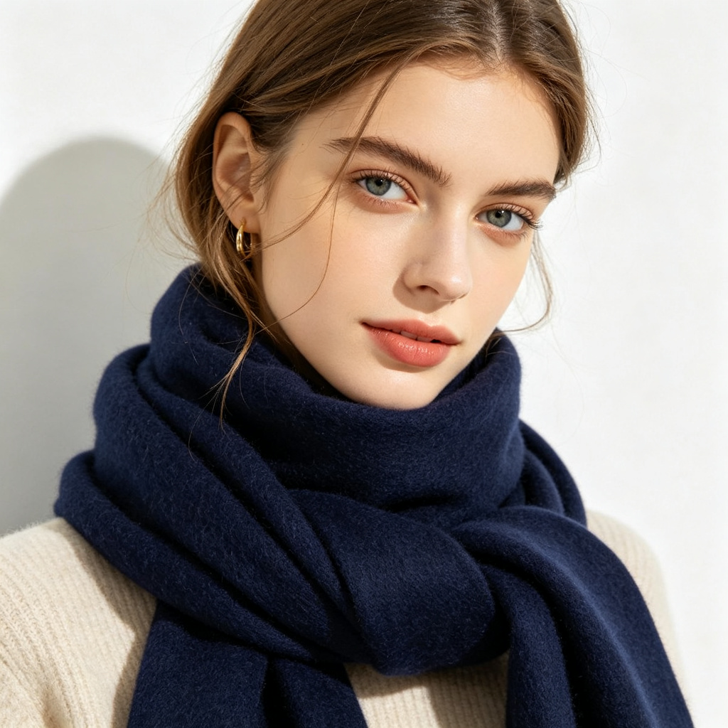 Dark Blue Cashmere Scarf – Bild 3