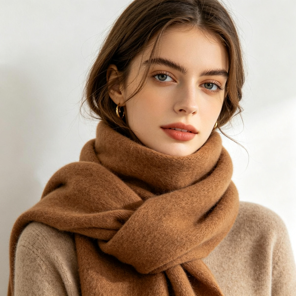 Brown Wool Scarf – Bild 3