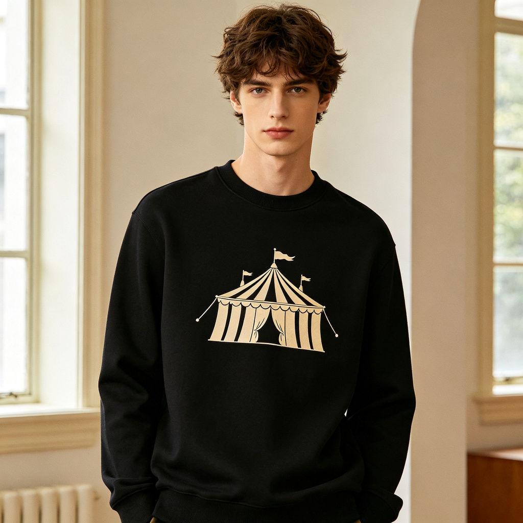 Black Circus Tent Graphic Print Crew Neck Sweatshirt – Bild 4