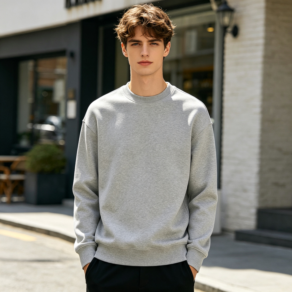 Light Gray Minimalist Crewneck Sweatshirt – Bild 4