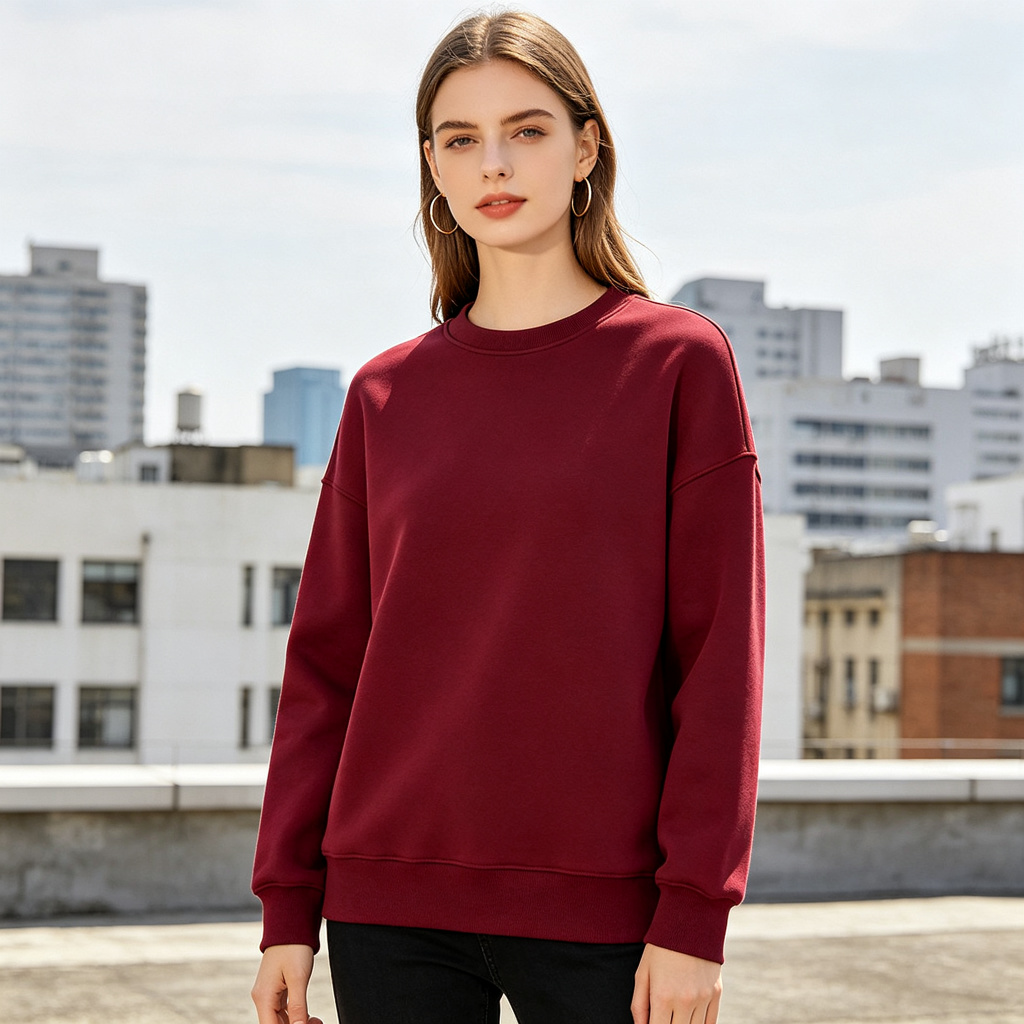 Burgundy Crew Neck Sweatshirt – Bild 4