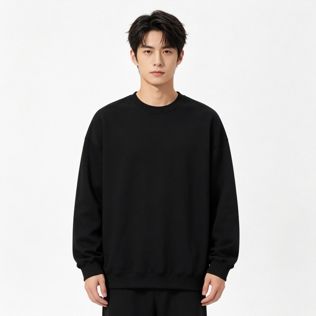 Black Drop Shoulder Crew Neck Sweatshirt – Bild 4