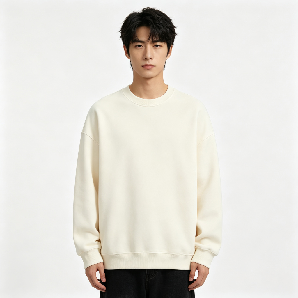 Off White Drop Shoulder Crew Neck Sweatshirt – Bild 4
