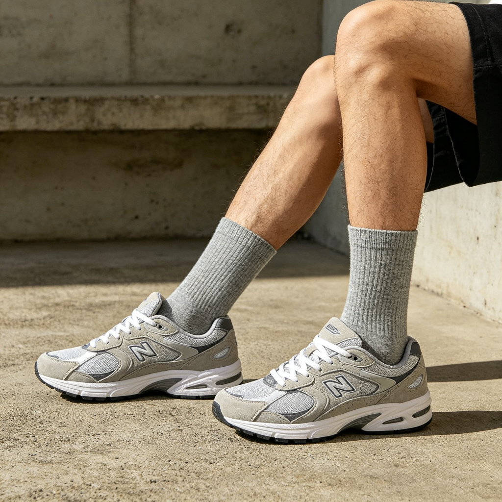 Gray Cotton Crew Length Socks – Bild 3