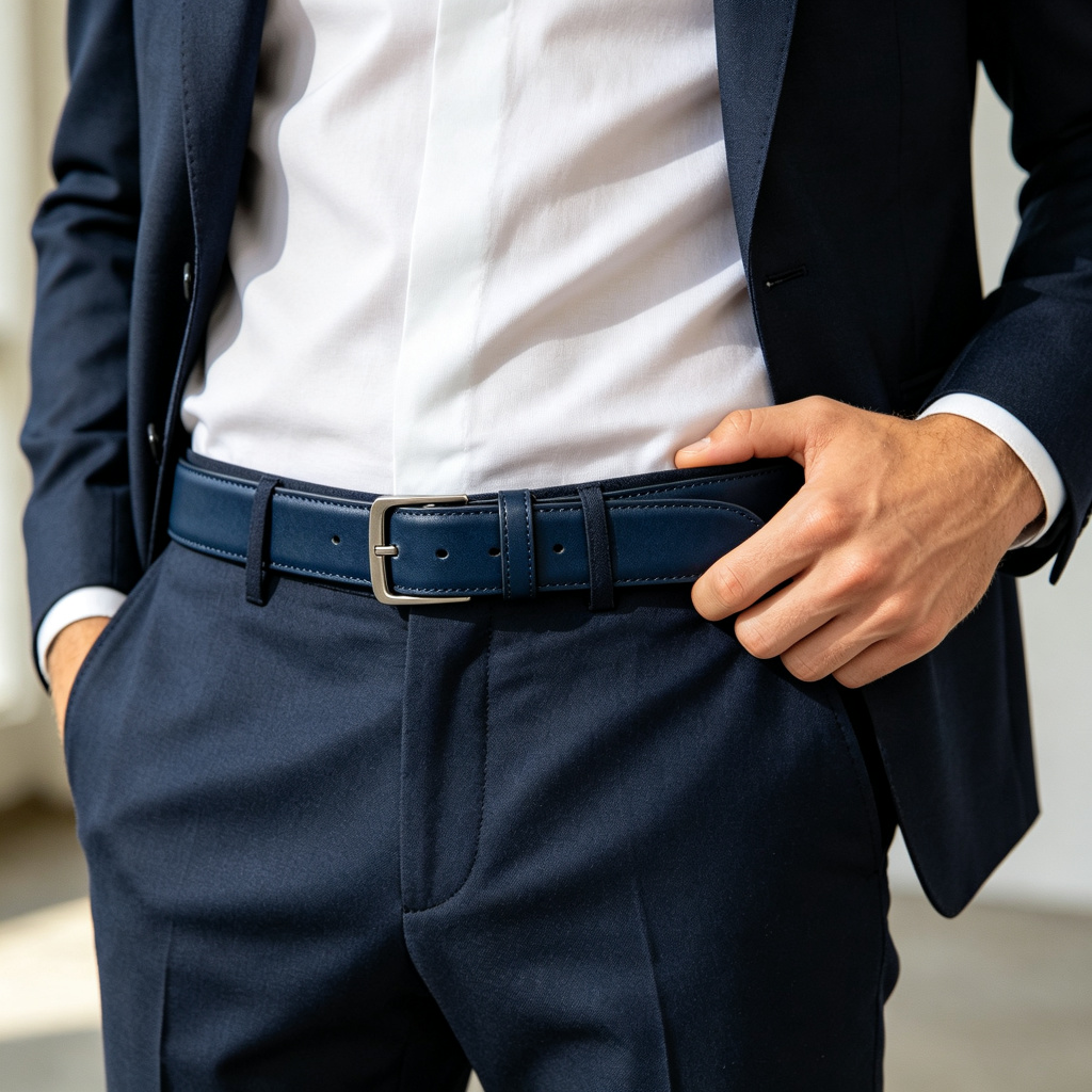 Dark Blue Leather Belt – Bild 3