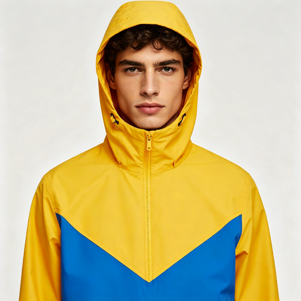 Yellow Blue Colorblock Hooded Outdoor Jacket – Bild 4