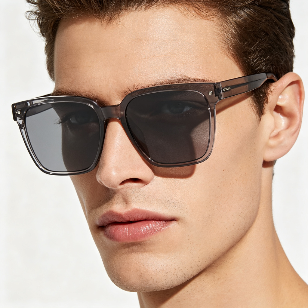 Smoke Gray Transparent Square Sunglasses – Bild 3