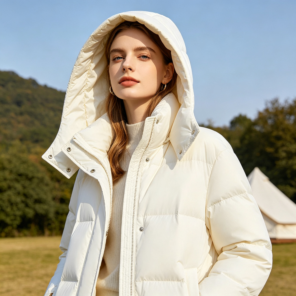 White Hooded Down Jacket – Bild 4