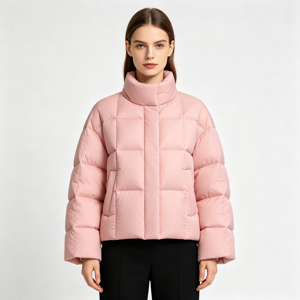 Pink Cropped Down Jacket – Bild 4