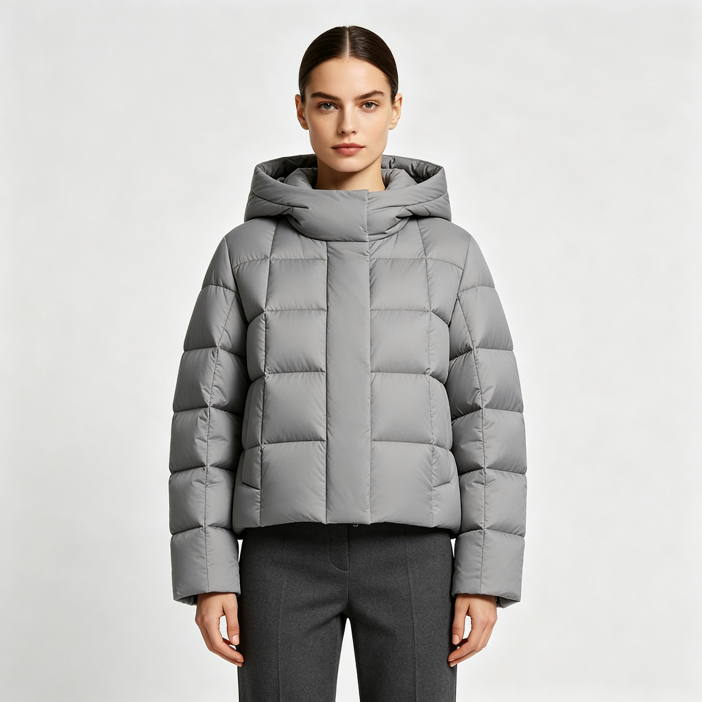 Gray Hooded Down Jacket – Bild 4