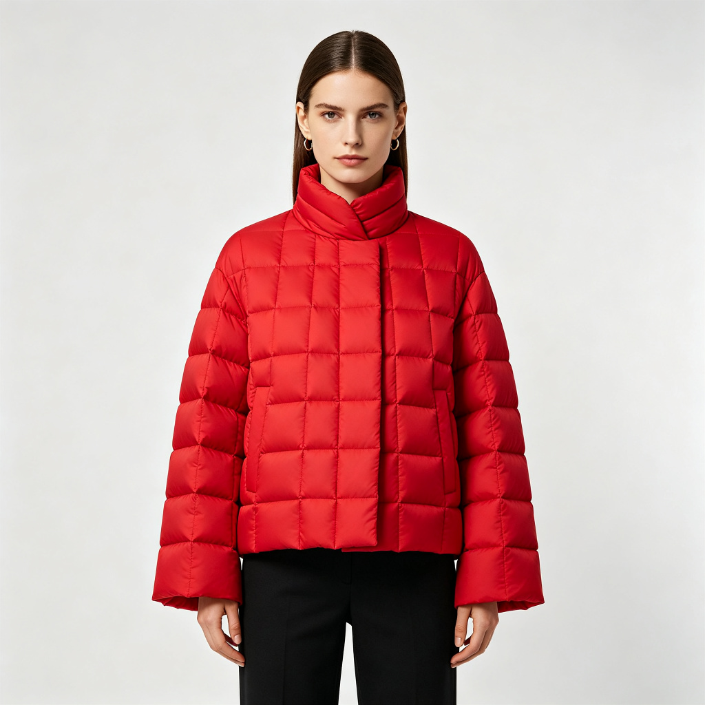 Red Stand Collar Down Jacket – Bild 4