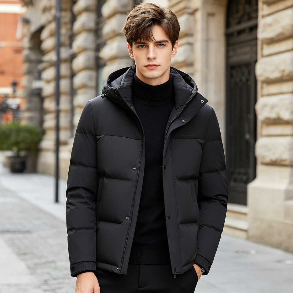 Black Panel Down Jacket – Bild 4