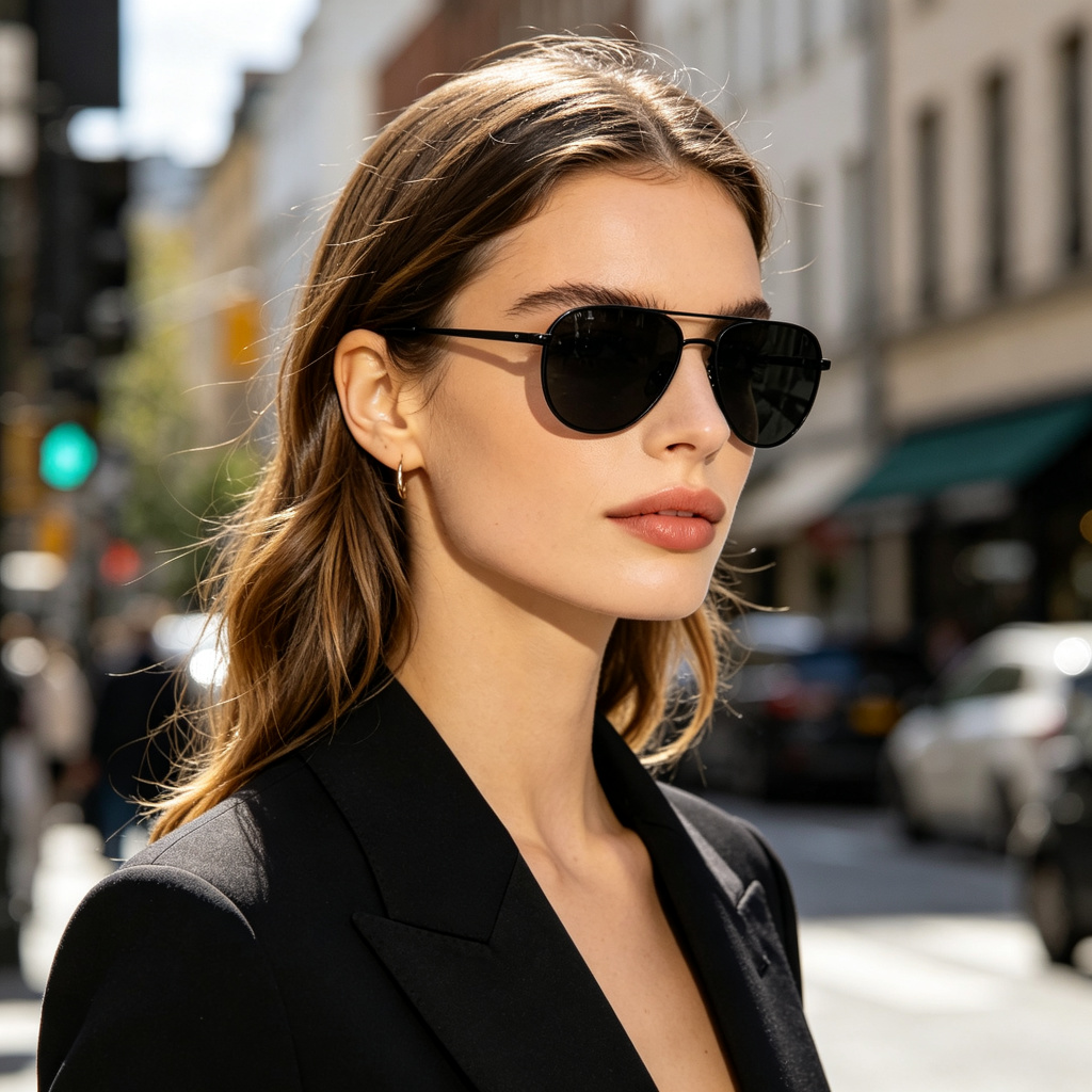 Black Classic Aviator Sunglasses – Bild 4