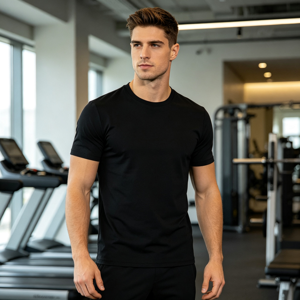 Black Crew Neck Short Sleeve Athletic T-Shirt – Bild 4