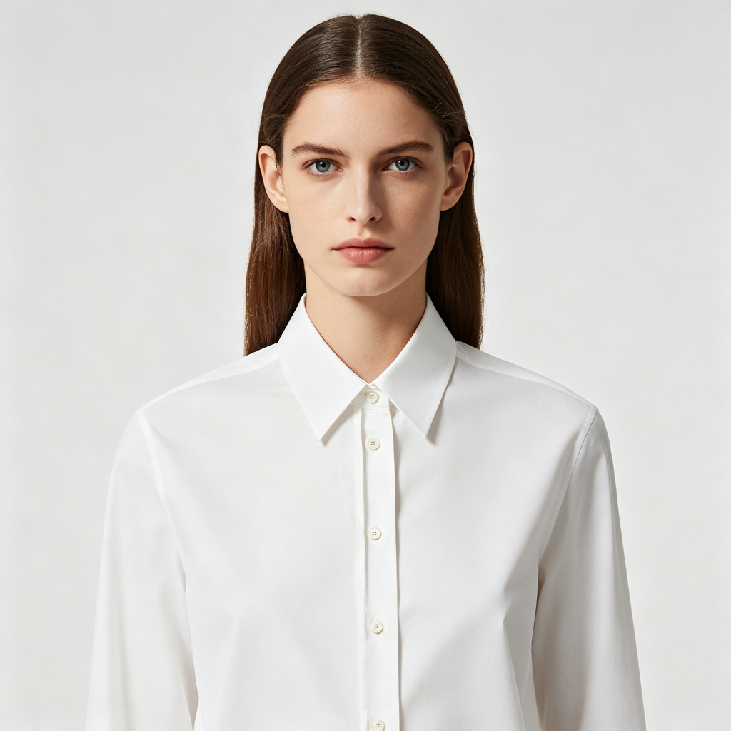 White Long Sleeve Button-Down Shirt – Bild 4