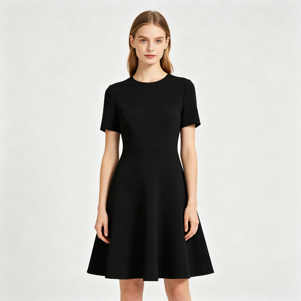 Black Fitted A-Line Dress – Bild 4