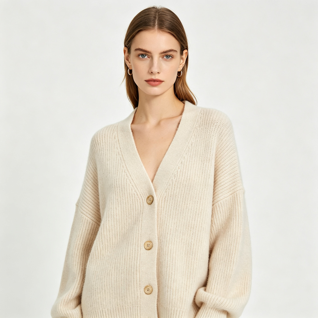 Beige Knit Cardigan Sweater – Bild 4