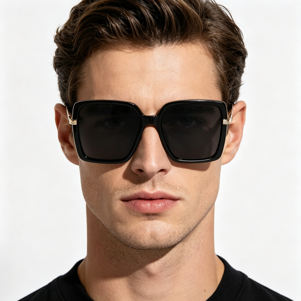 Black Metal Square Frame UV400 Sunglasses – Bild 5