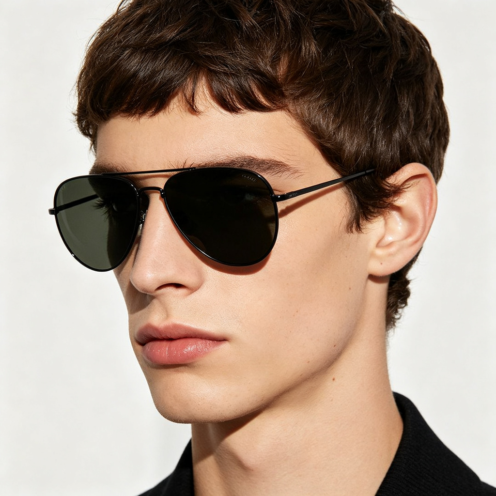 Black Classic Aviator Sunglasses – Bild 5