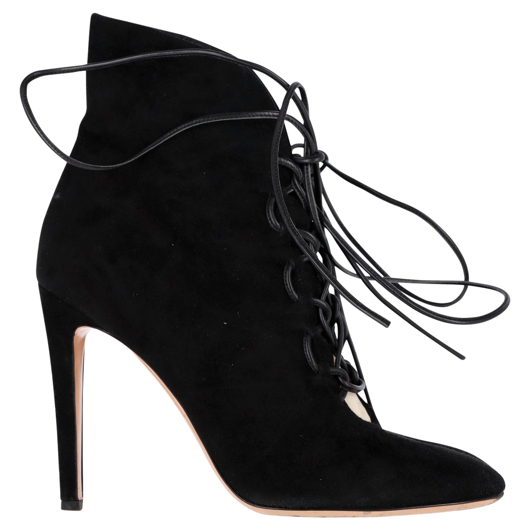 Gianvito Rossi Schnürstiefeletten aus schwarzem Wildleder