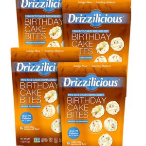 Drizzilicious Birthday Kuchen Mini-Reiskuchenbisse (Packung mit 4)