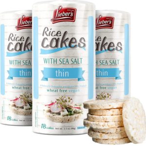 Lieber’s Thin Reiskuchen mit Meersalz, glutenfrei, vegan, 18 Kuchen, (Packung 3)
