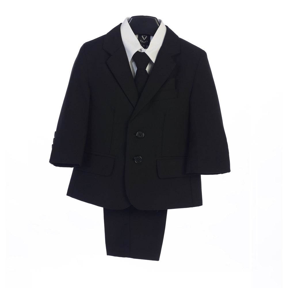 Jungen Schwarze Jacke Weste Krawatte Einstecktuch Hemd Hose 5 Stück Anzug 2T-7